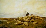 Thomas Sidney Cooper Canvas Paintings - A Shepherd With His Flock